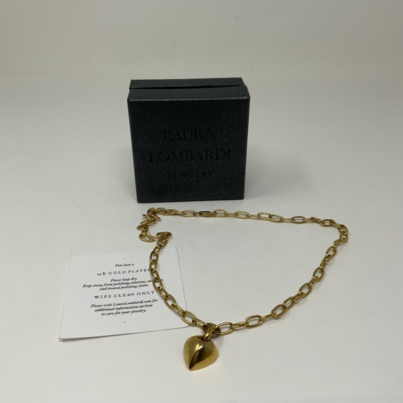 Laura Lombardi Jewelry - Laura Lombardi Caterina 14k Gold Plated Chain Heart Pendant Necklace